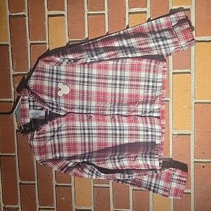 Disney Mickey Mouse Plaid Flannel Pajamas Top, Size XS